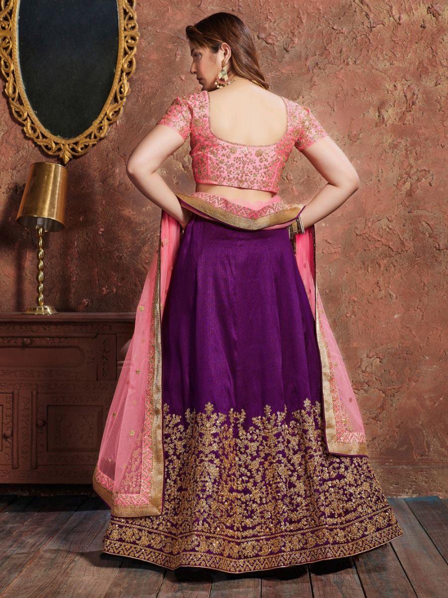 Purple-Pink party wear lehenga