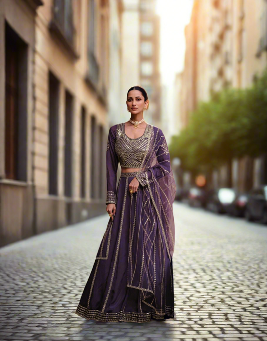 Party wear designer's purple lehenga