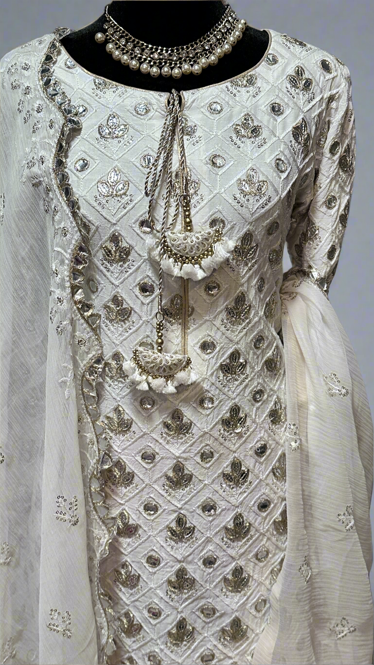 White and pink bridal sharara Suit