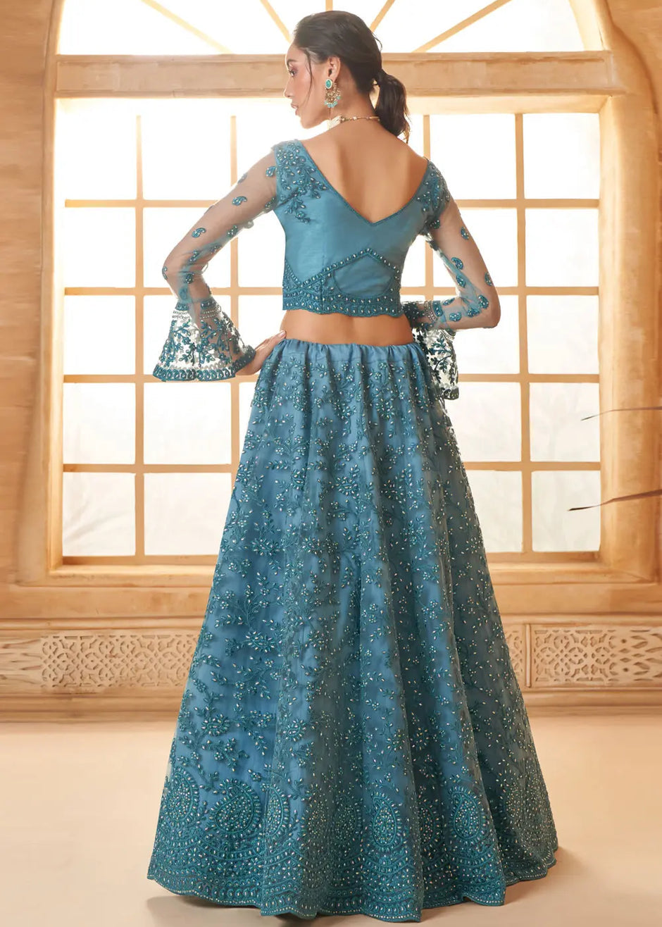 Blue embroidery lehenga choli