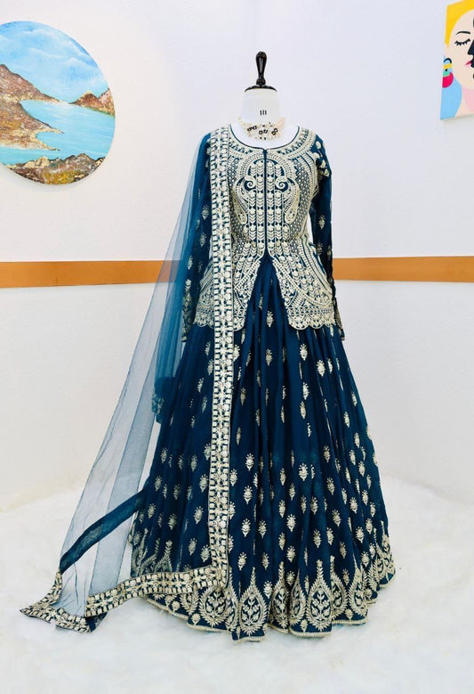 Teal Lehenga for party wear