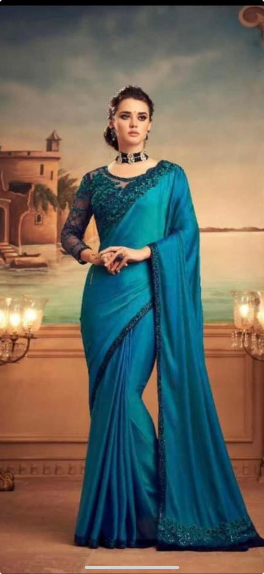 Rich Silk Party Saree with Readymade Blouse