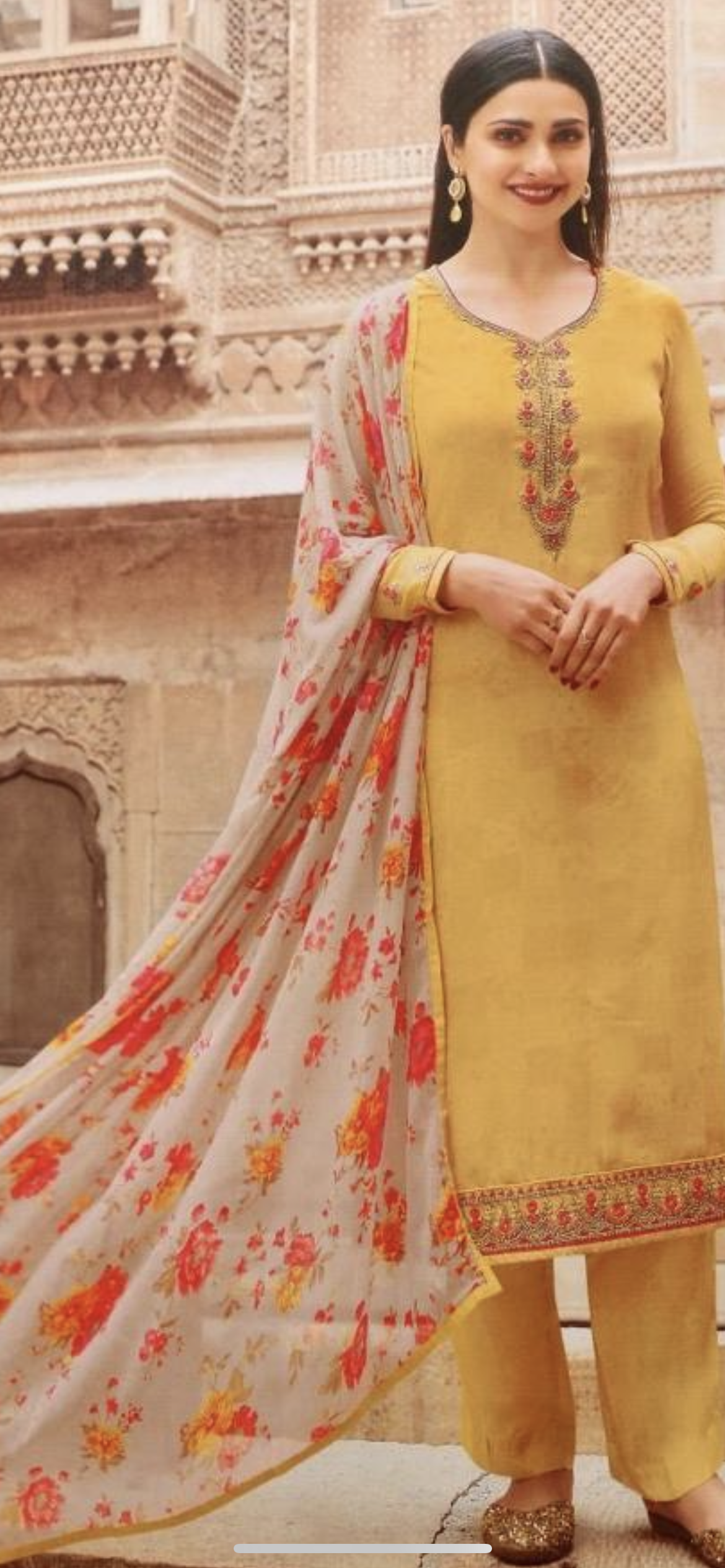 Floral printed crepe salwar suit