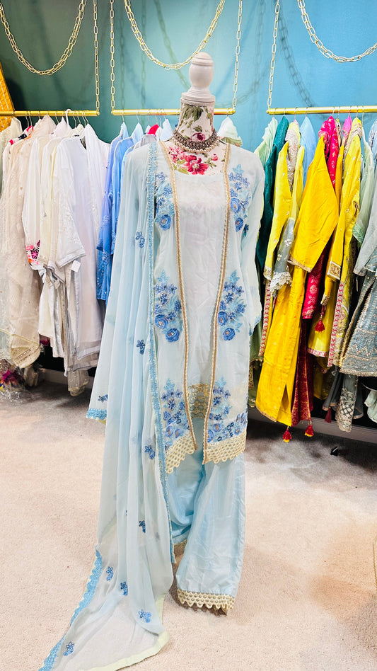 Pakistani chiffon coat style suit