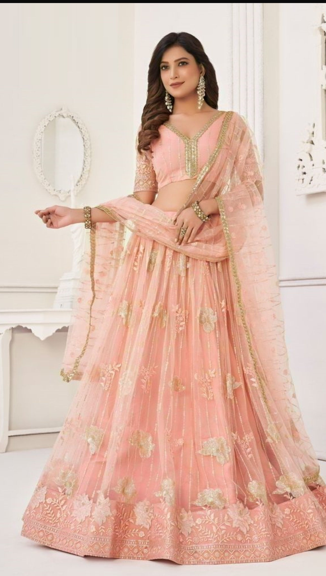 Blush pink color Lehenga