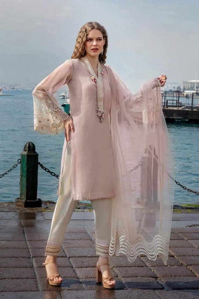 Pink Khadi Designer's Elegant Suit