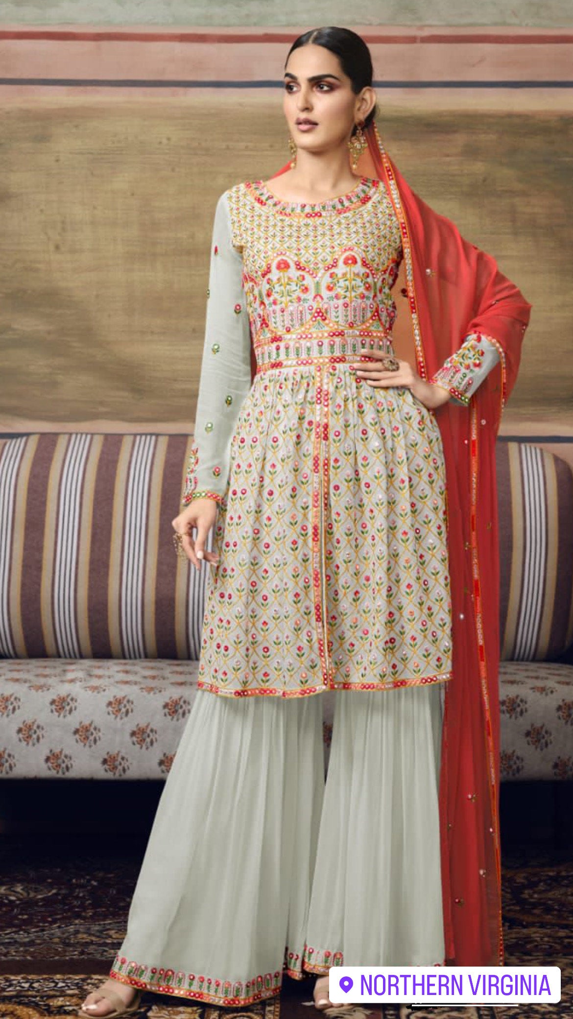 Mirror work Georgette suit