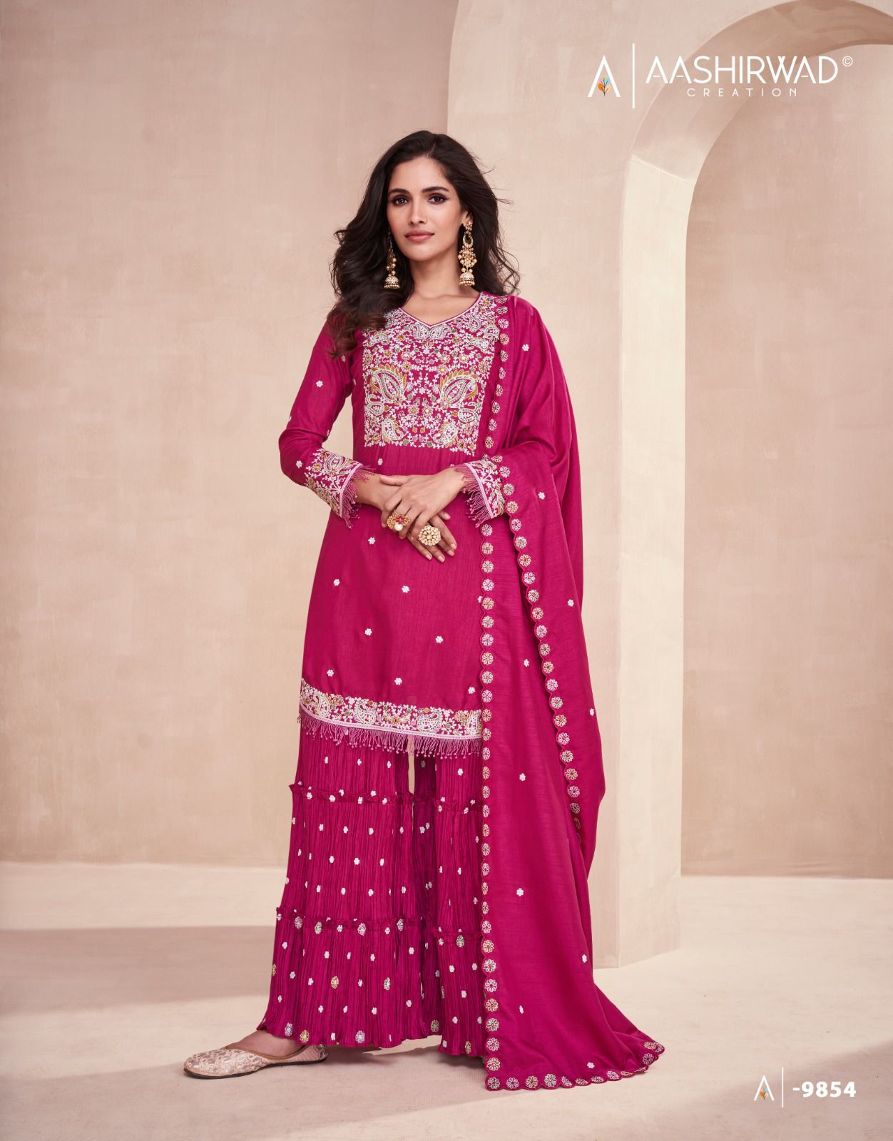 Party wear silk plazzo suit