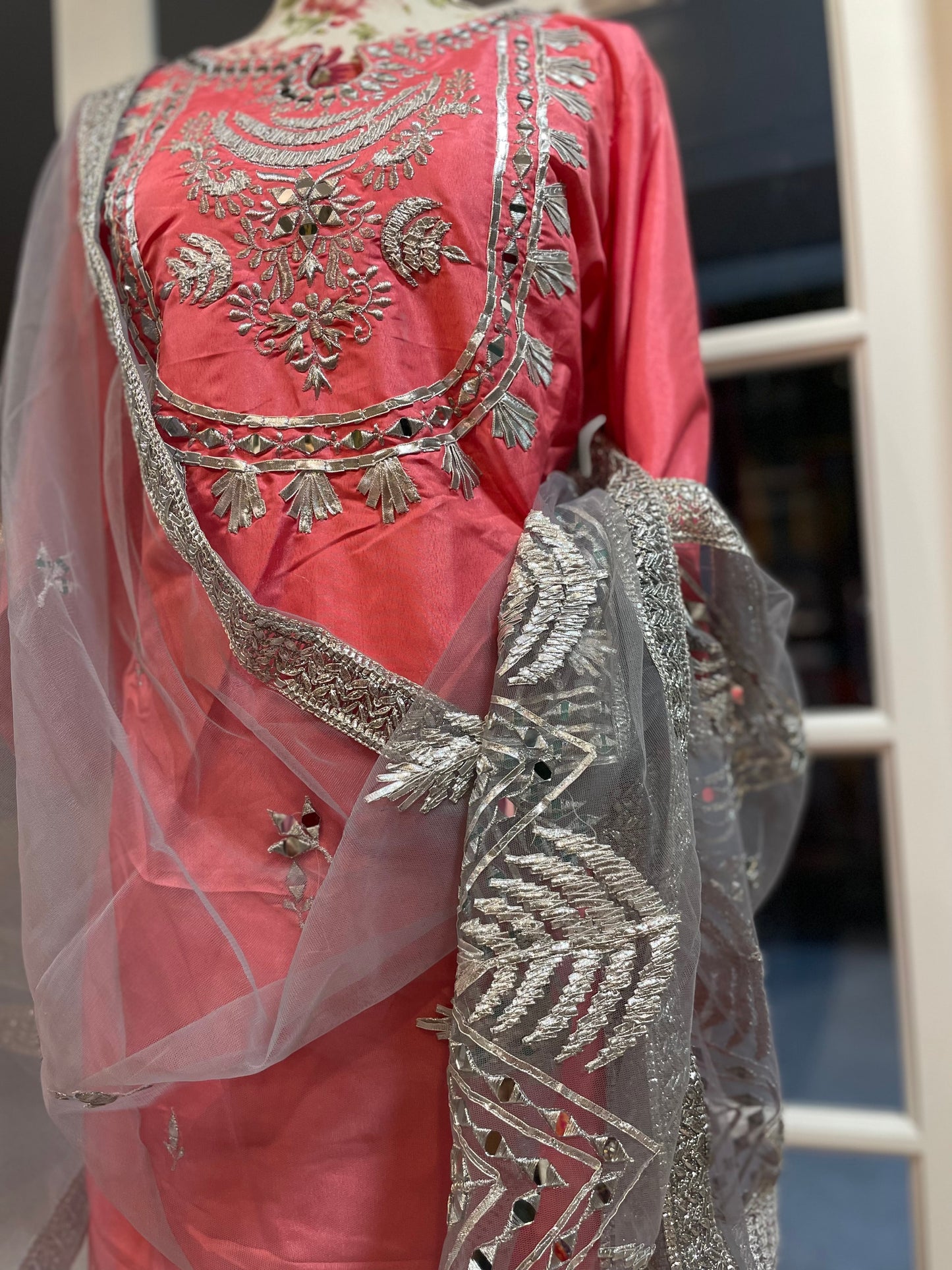 Heavy silk party wear mirror suit