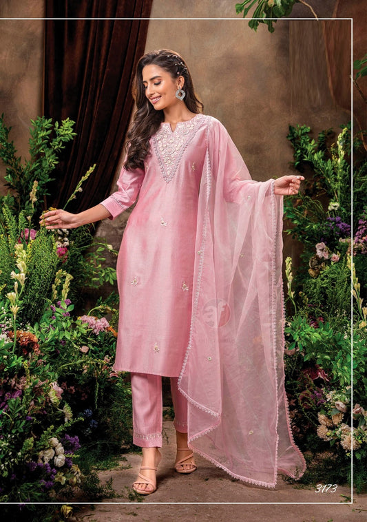 Pink color silk suit