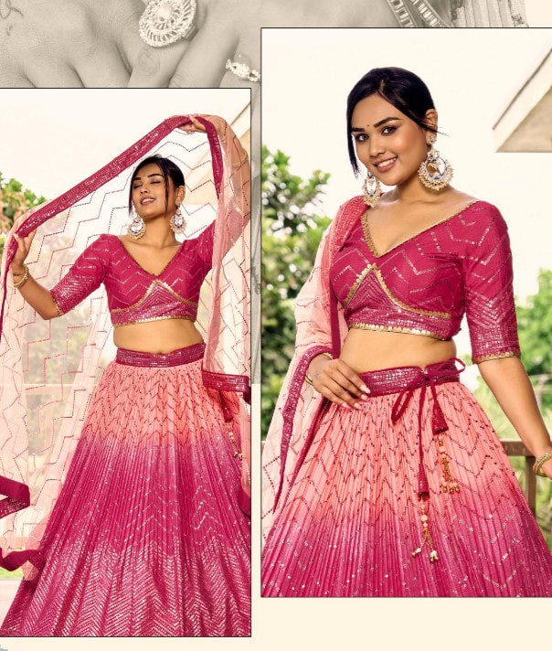 Hot Pink Chinnon Lehenga Choli