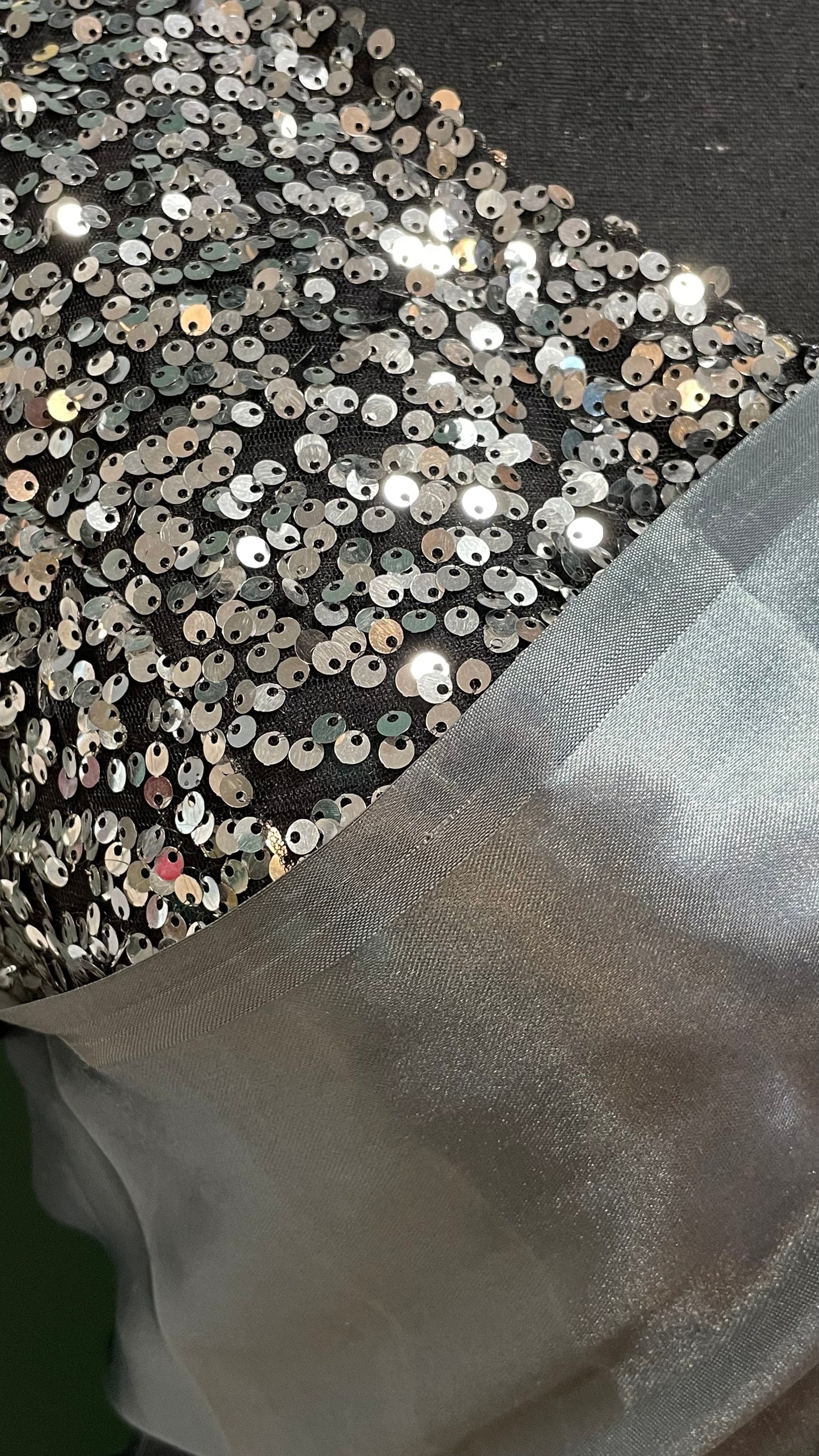 Gray Solid Satin Silk Saris with Sequins Blouse