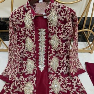 pink lahenga style anarkali with jacket