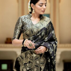 Black silk saree