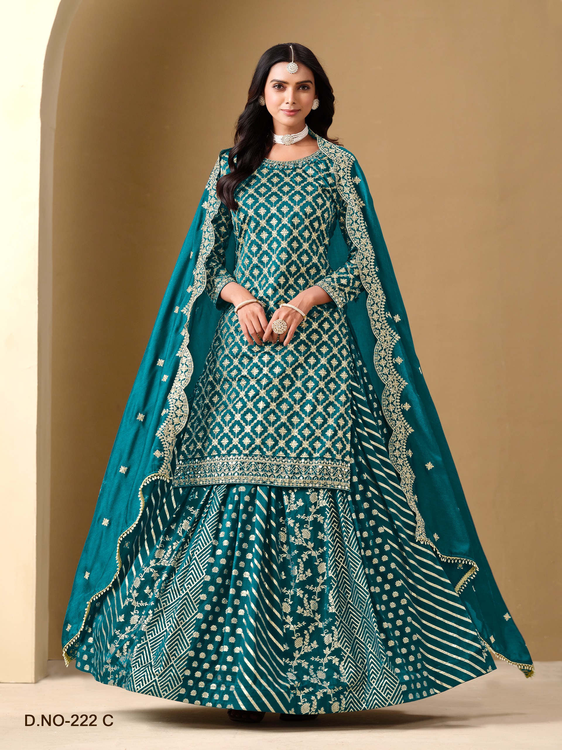 Blue lehenga with long top