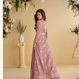 pink tulip anarkali dress with jacket