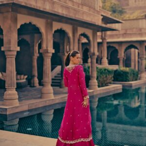 pink lahenga style anarkali with jacket