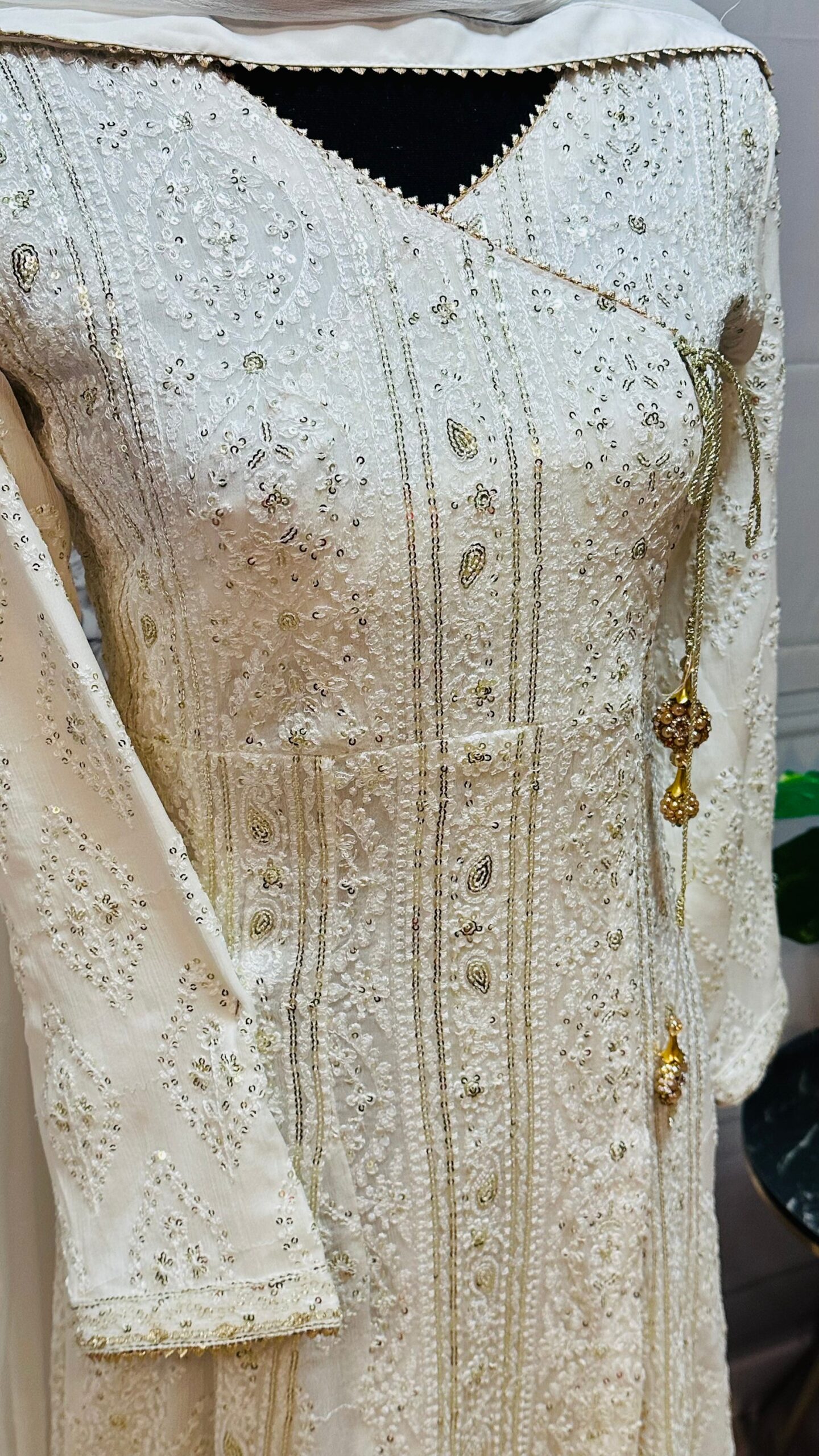 white anarkali dress