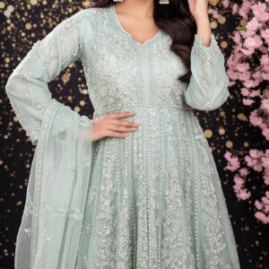 mint green anarkali party wear dress