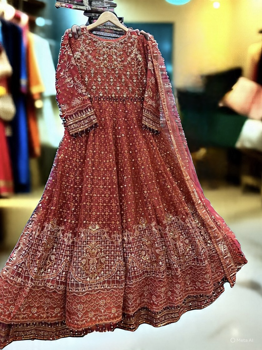 orange bridal anarkali dress