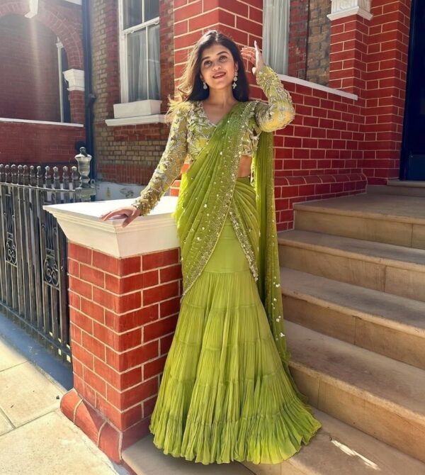 lemon green lehenga anarkali suit