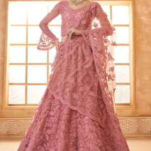 pink embroidered bridal lehenga choli