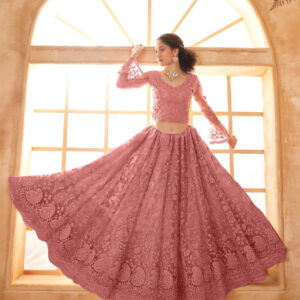 pink embroidered bridal lehenga choli