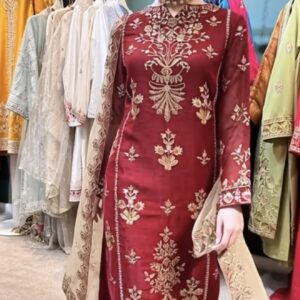 Shop All red organza party wear sharara