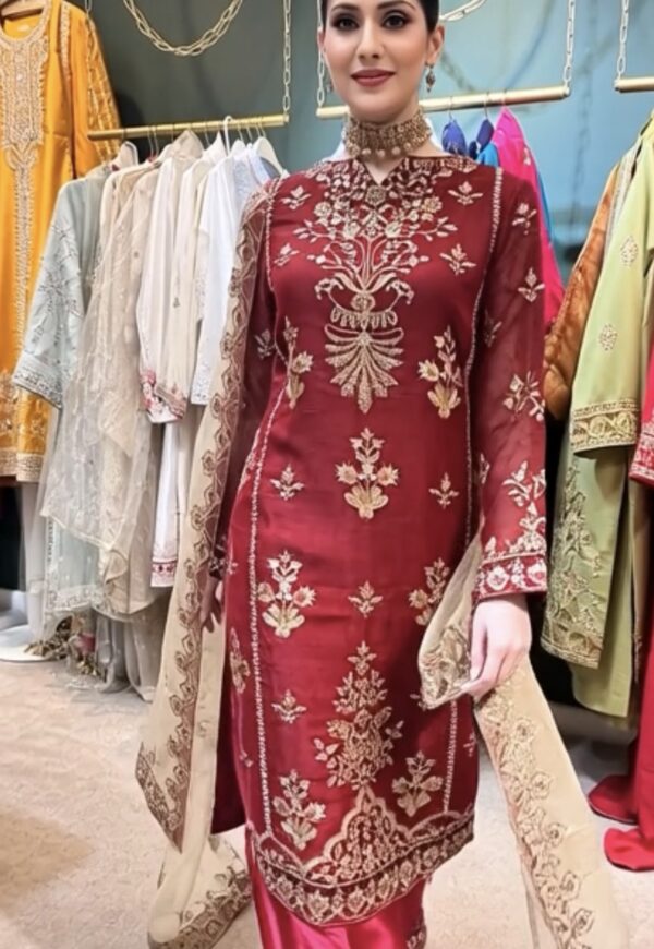 red organza party wear sharara