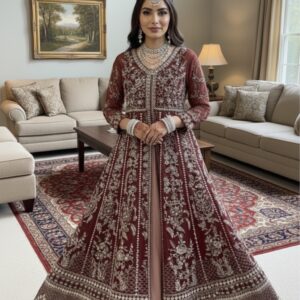 red bridal anarkali dress