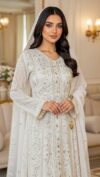white anarkali dress