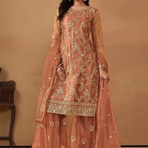 orange sharara party suit