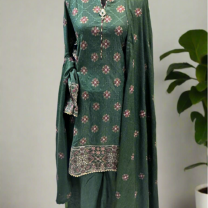 orange fully embroidered gharara suit