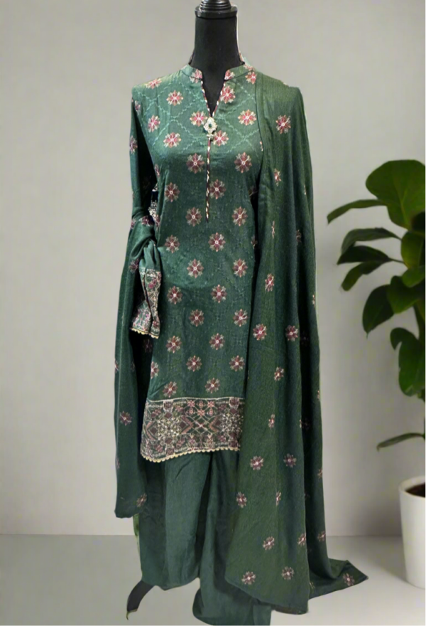 orange fully embroidered gharara suit