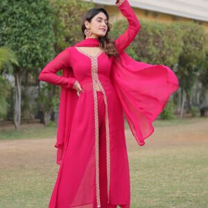 pink lahenga style anarkali with jacket
