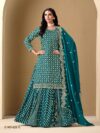 teal lehenga with long top