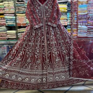red bridal anarkali dress