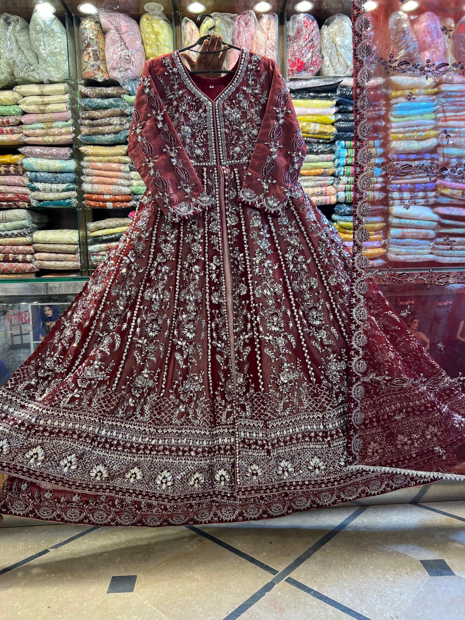 red bridal anarkali dress
