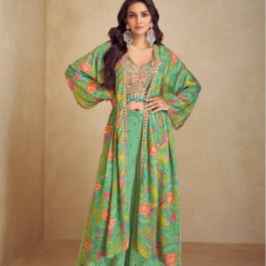 green indowestern party wear suit