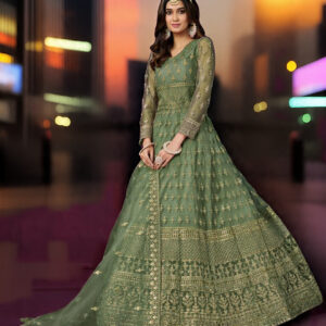 green anarkali dress