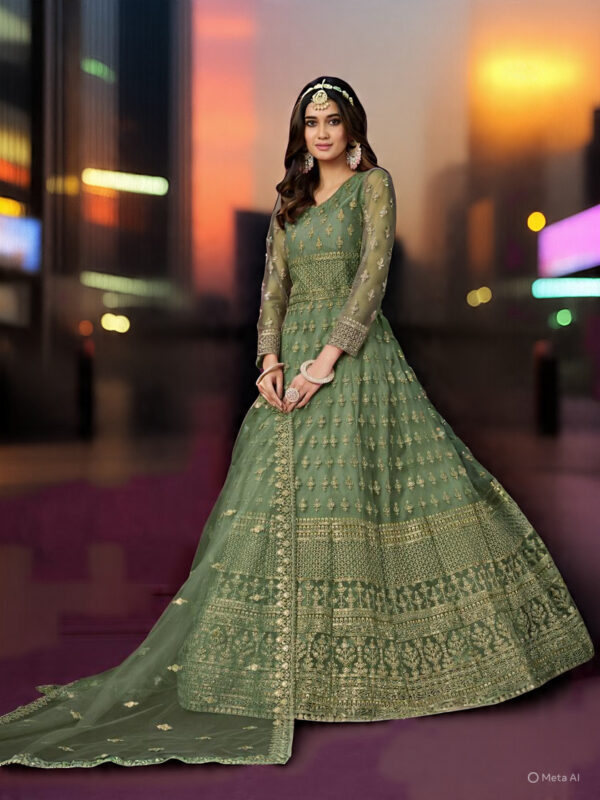 green anarkali dress