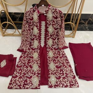 Red jacket style kameez