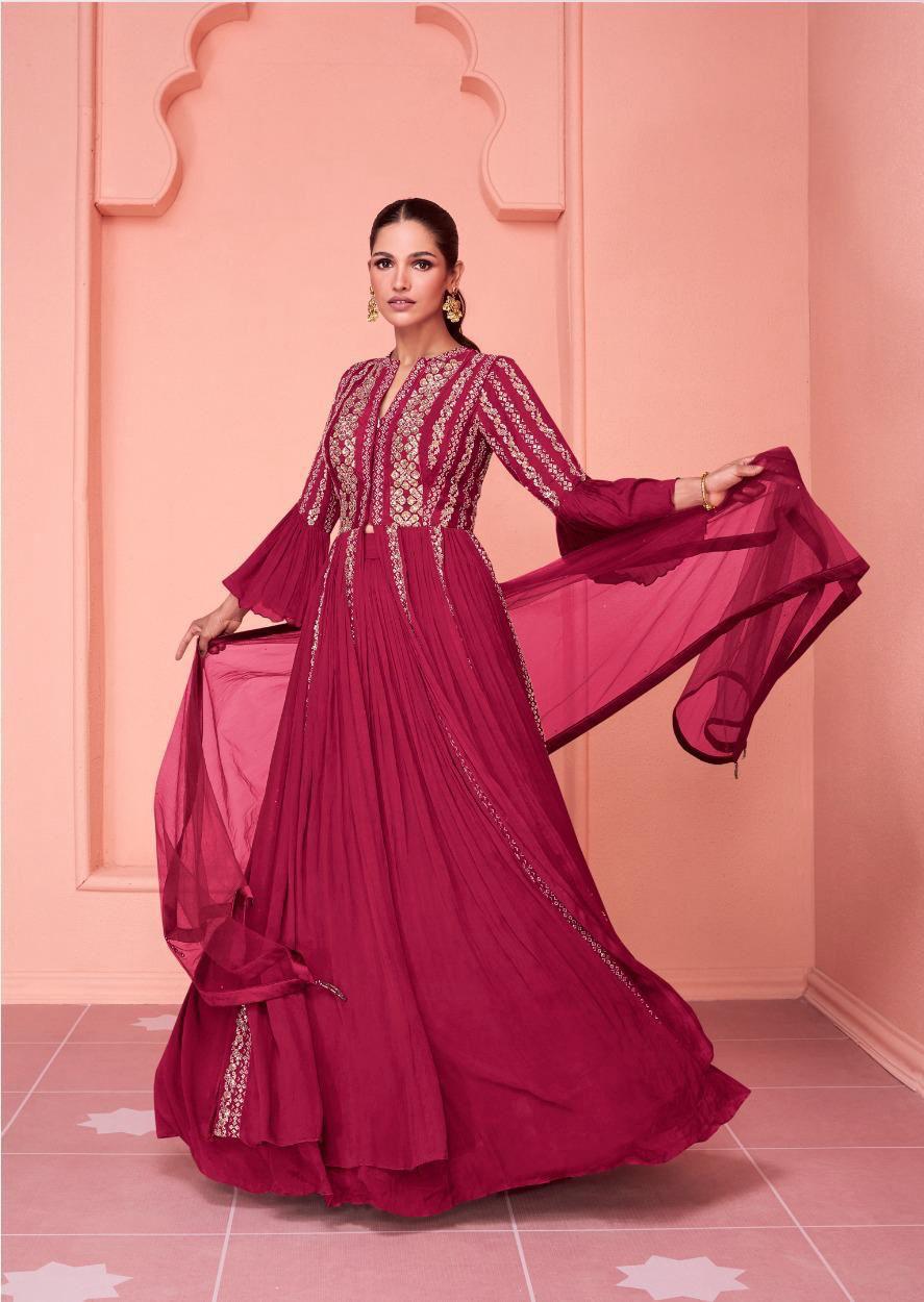 magenta embroidered anarkali lehenga suit magenta embroidered anarkali lehenga suit