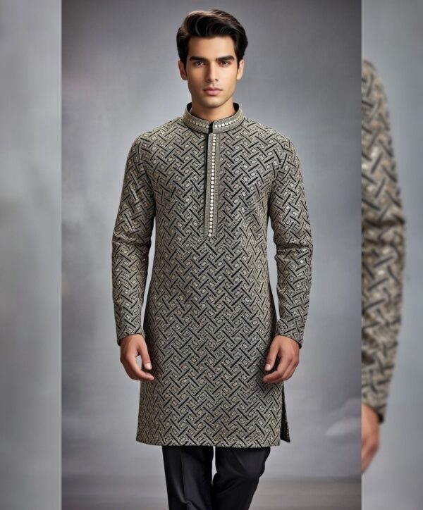 black chikankari lacknowi kurta pajama set