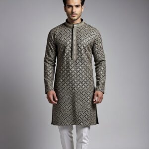 black chikankari lacknowi kurta pajama set