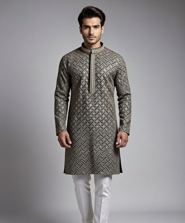 black chikankari lacknowi kurta pajama set