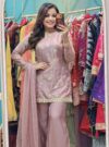 embroidered 3 piece plazzo suits pink