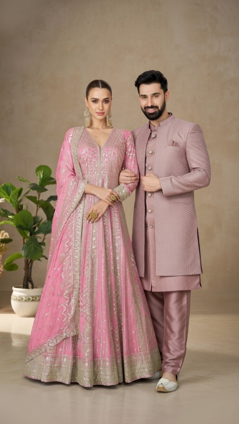 onion pink lacknowi thread sherwani suit onion pink lacknowi thread sherwani suit