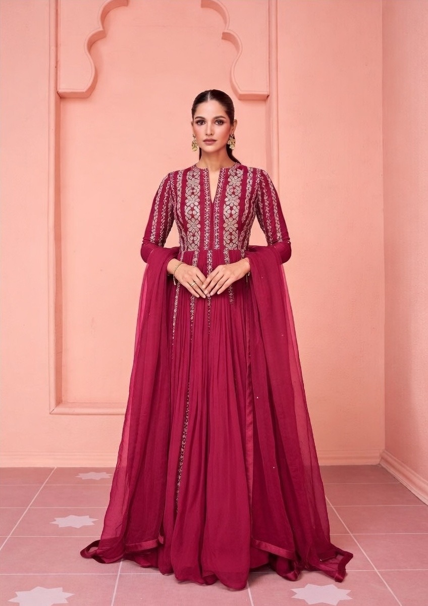 magenta embroidered anarkali lehenga suit magenta embroidered anarkali lehenga suit