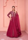 magenta embroidered anarkali lehenga suit